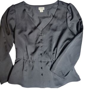 J. Crew Black Satiny Blouse Women's 4P